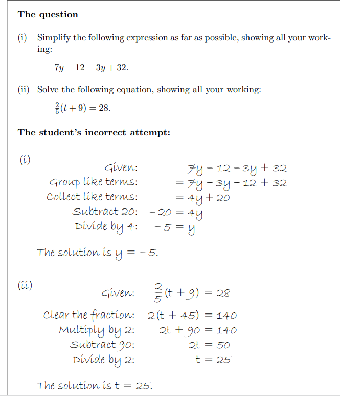The question (i) Simplify the following