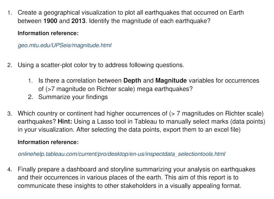 1. Create a geographical visualization to plot