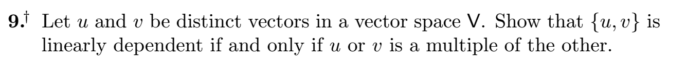 9.l Let u and v be distinct vectors in a vector