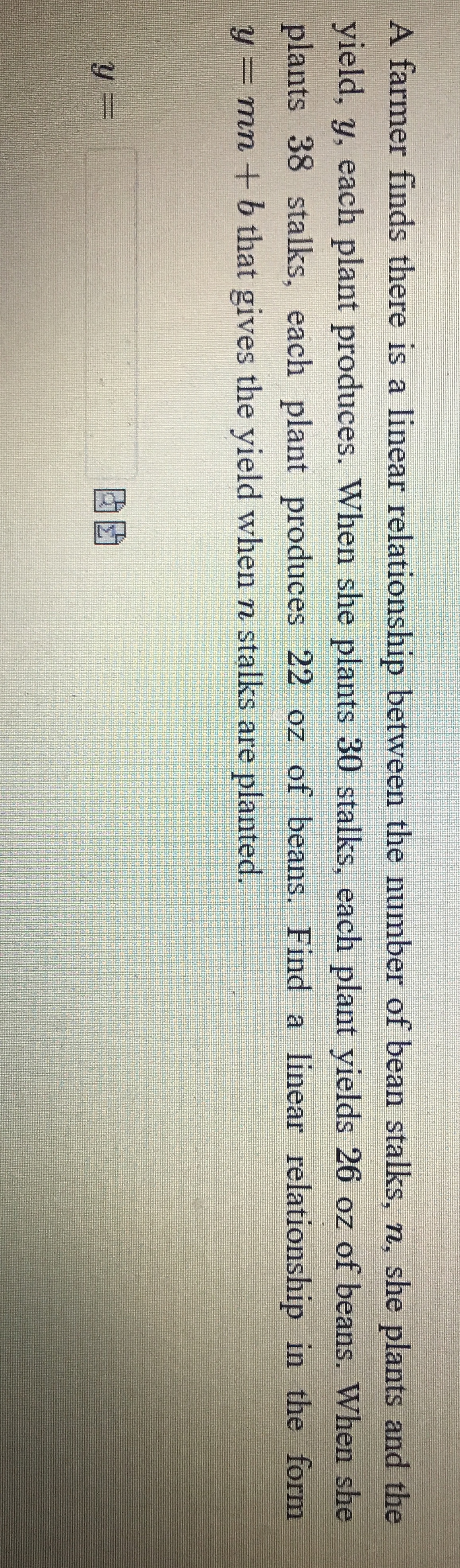 13 how do I solve for y A farmer finds there is a