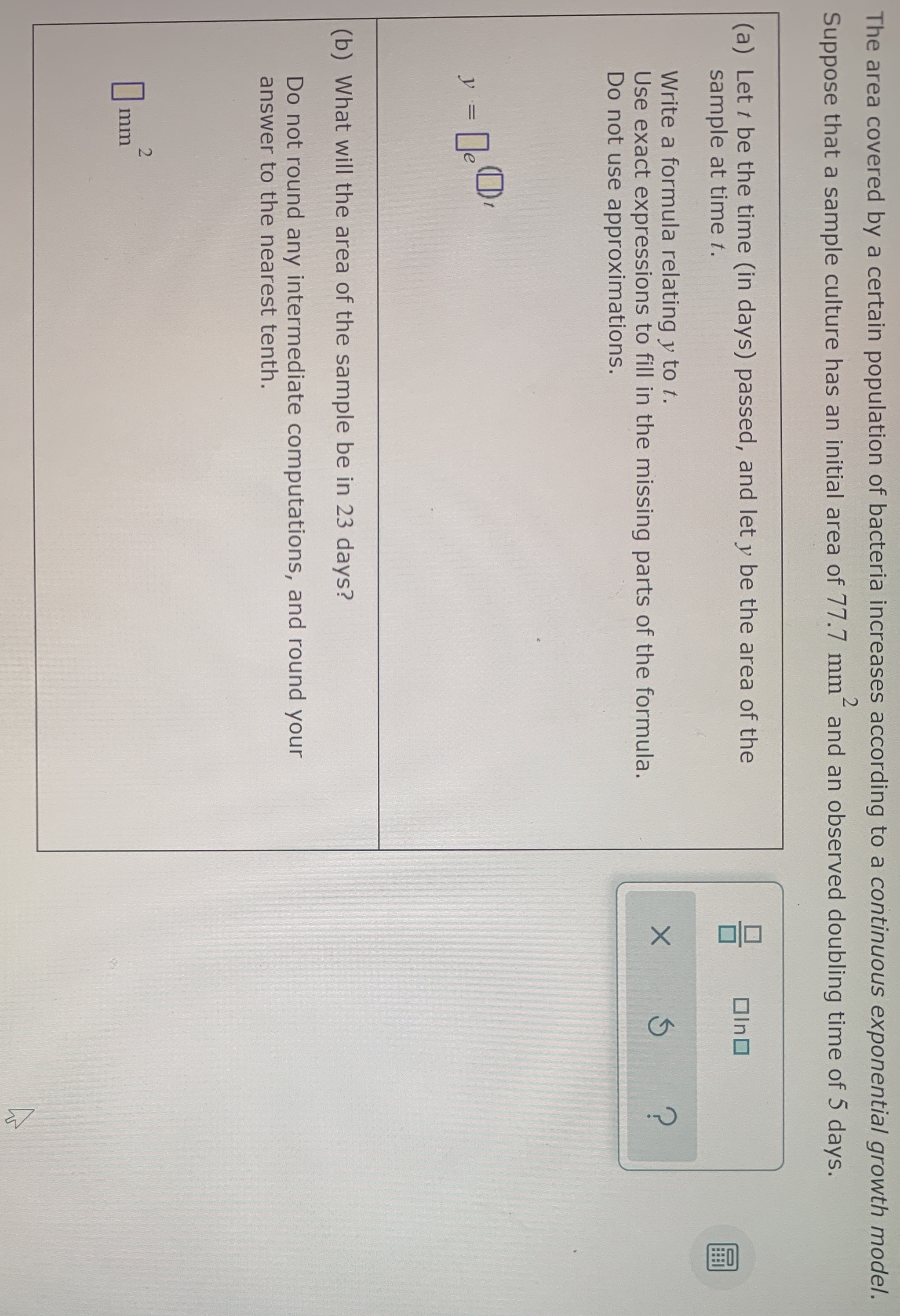 What are the answers The area covered by a
