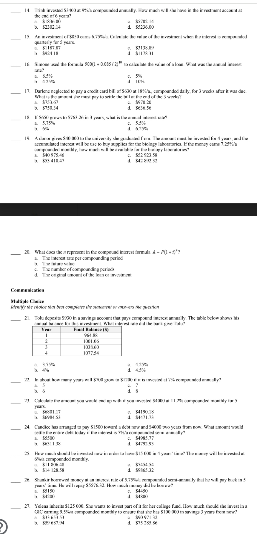 Need someone's help! It's on Personal Finance.