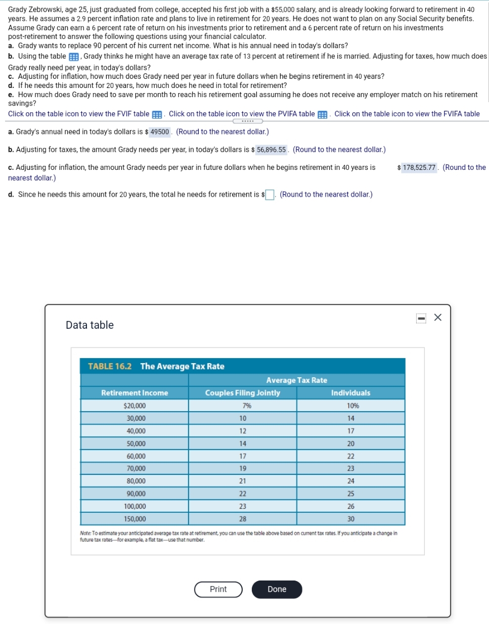 question 1 and help Grady Zebrowski, age 25, just