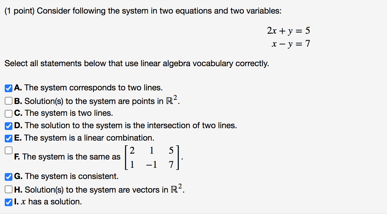 Consider following the system in two equations
