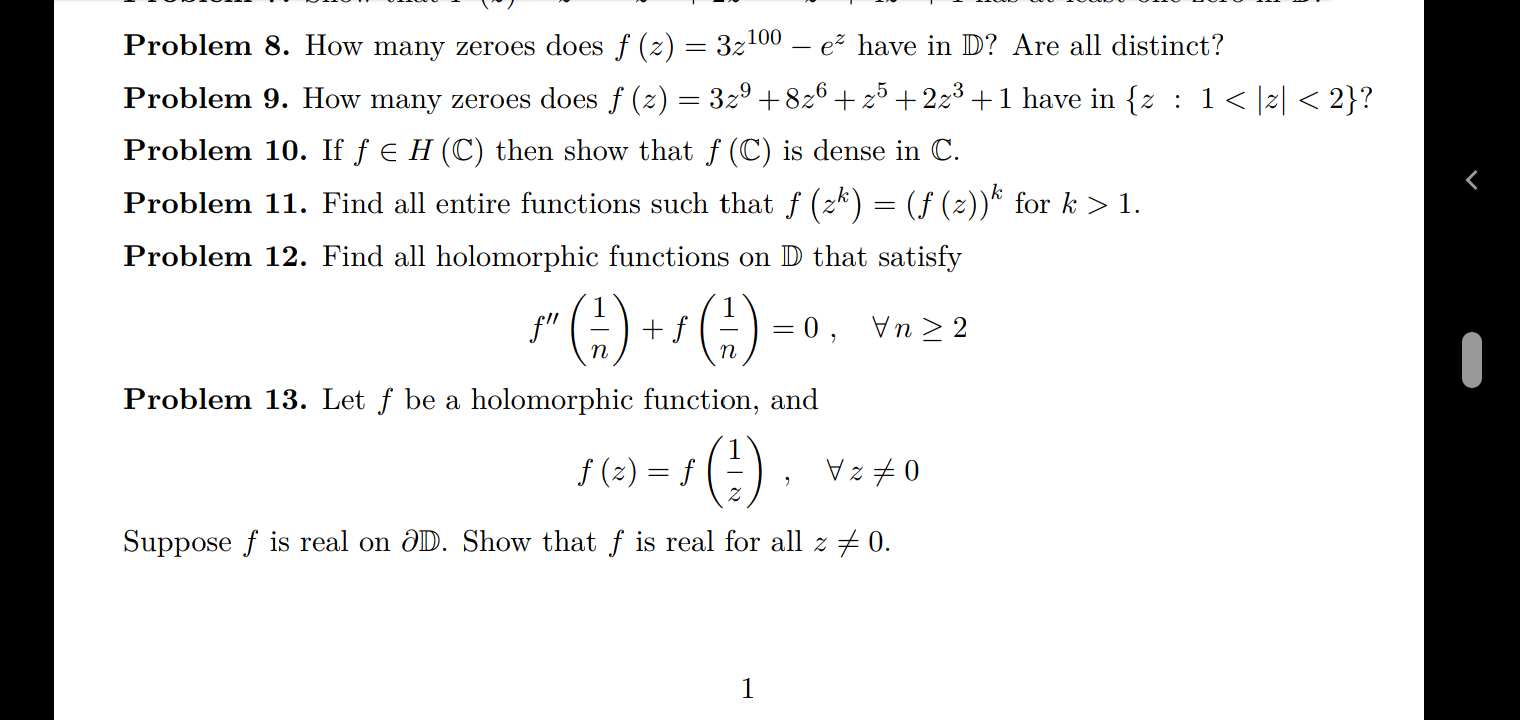 Thank you sir Problem 8. How many zeroes does f