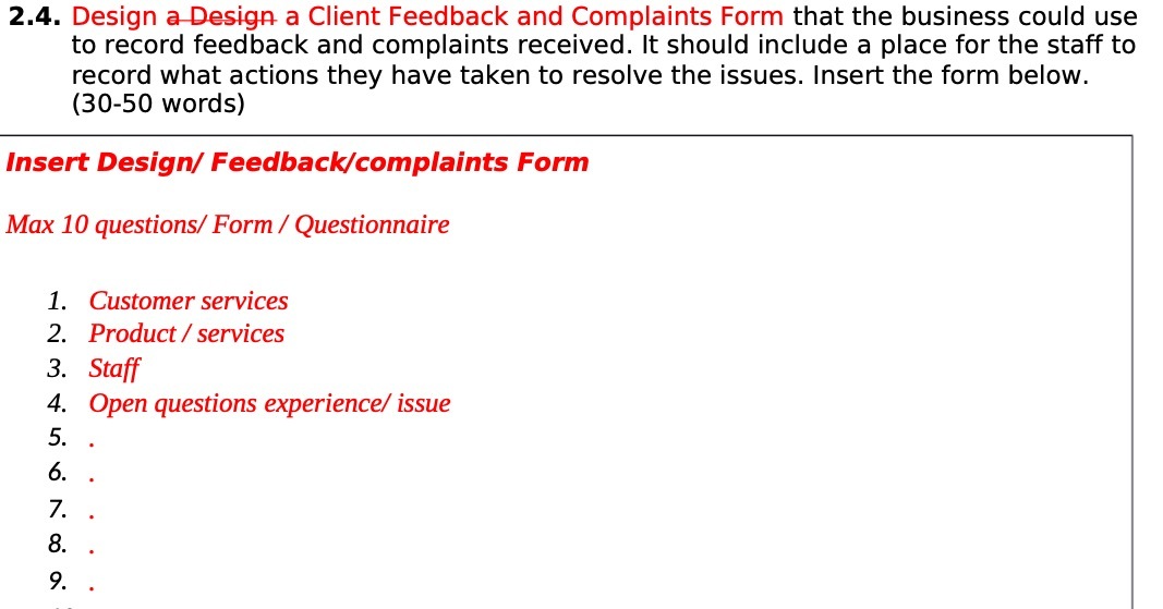 2.4. Design aDesign a Client Feedback and