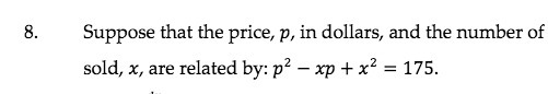 3. Suppose that the price, p, in deere, and the