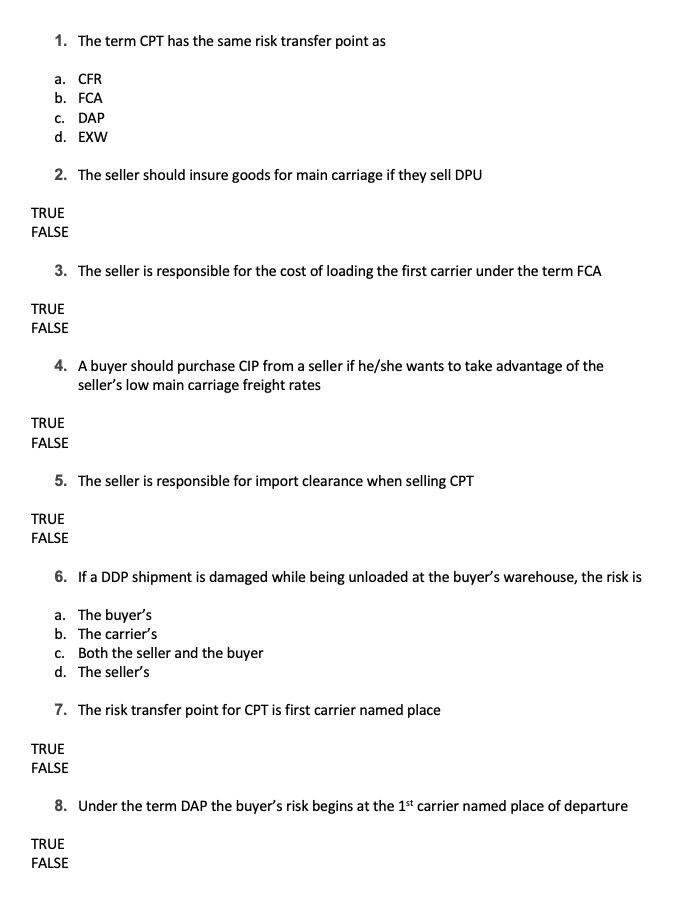 9. A proper quotation from a Canadian exporter is