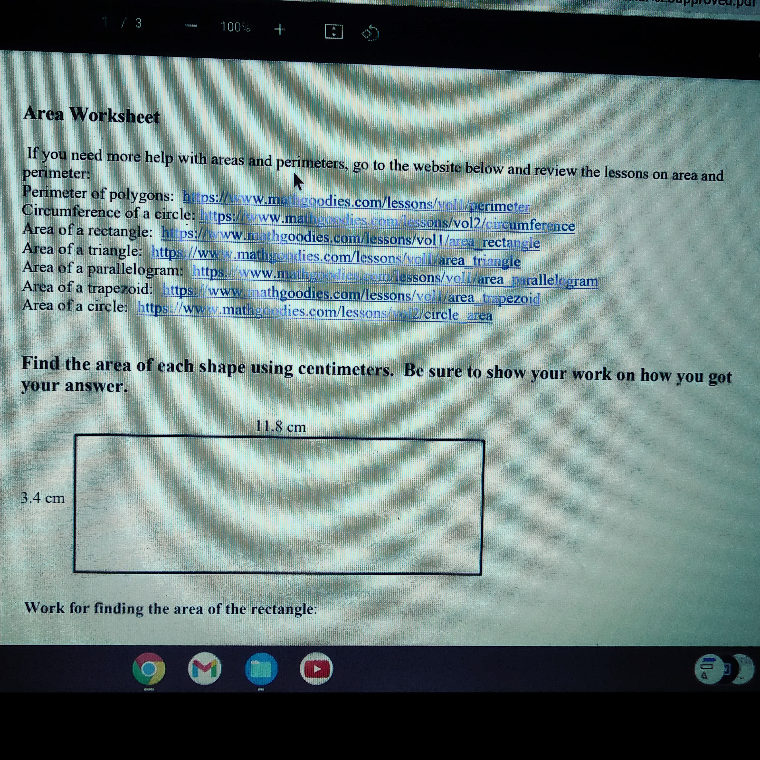 3 100% Area Worksheet If you need more help with