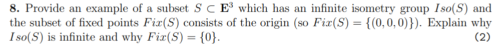 8. Provide an example of a subset S C Es which