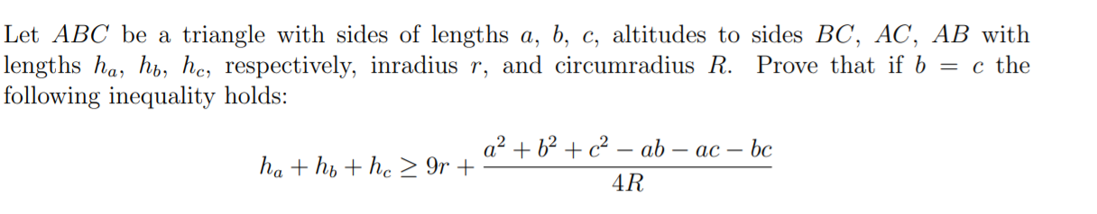 Q1: Let ABC be a triangle with sides of lengths
