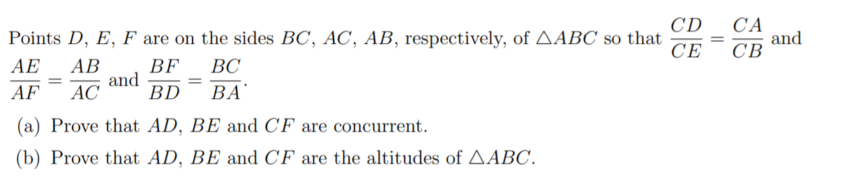 Q1: Let ABC be a triangle with sides of lengths