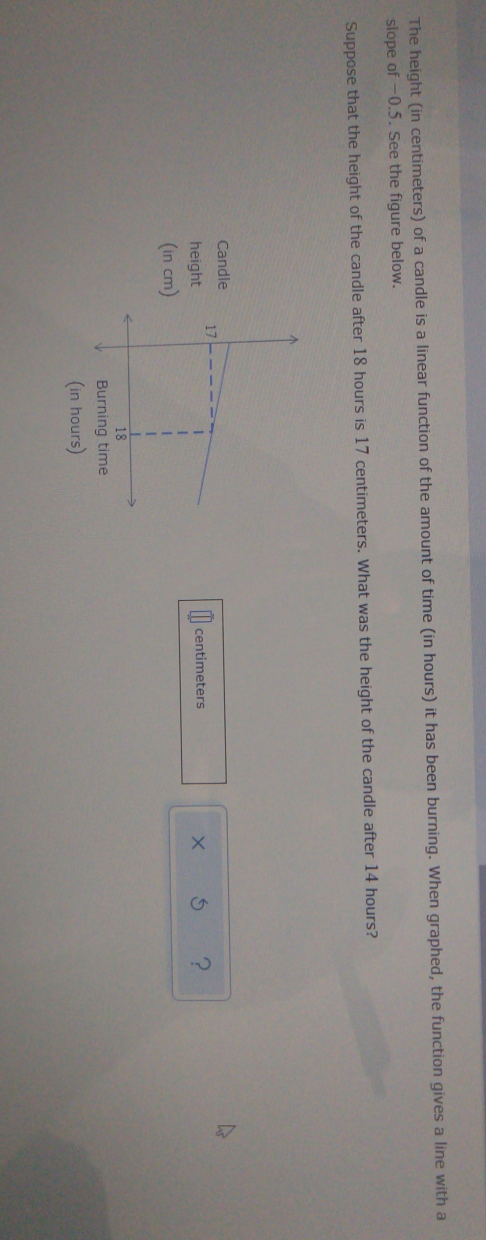 The height (in centimeters) of a candle is a