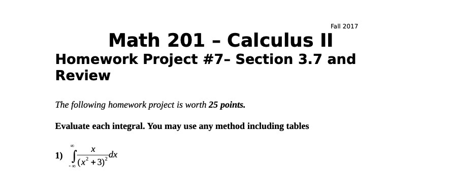 Fall 2011' Math 201 - Calculus II Homework