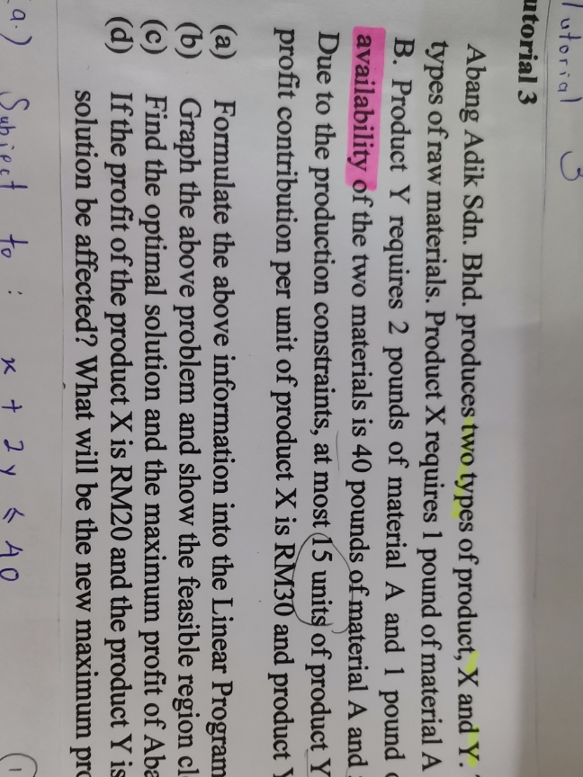 Linear programming utorial utorial 3 Abang Adik