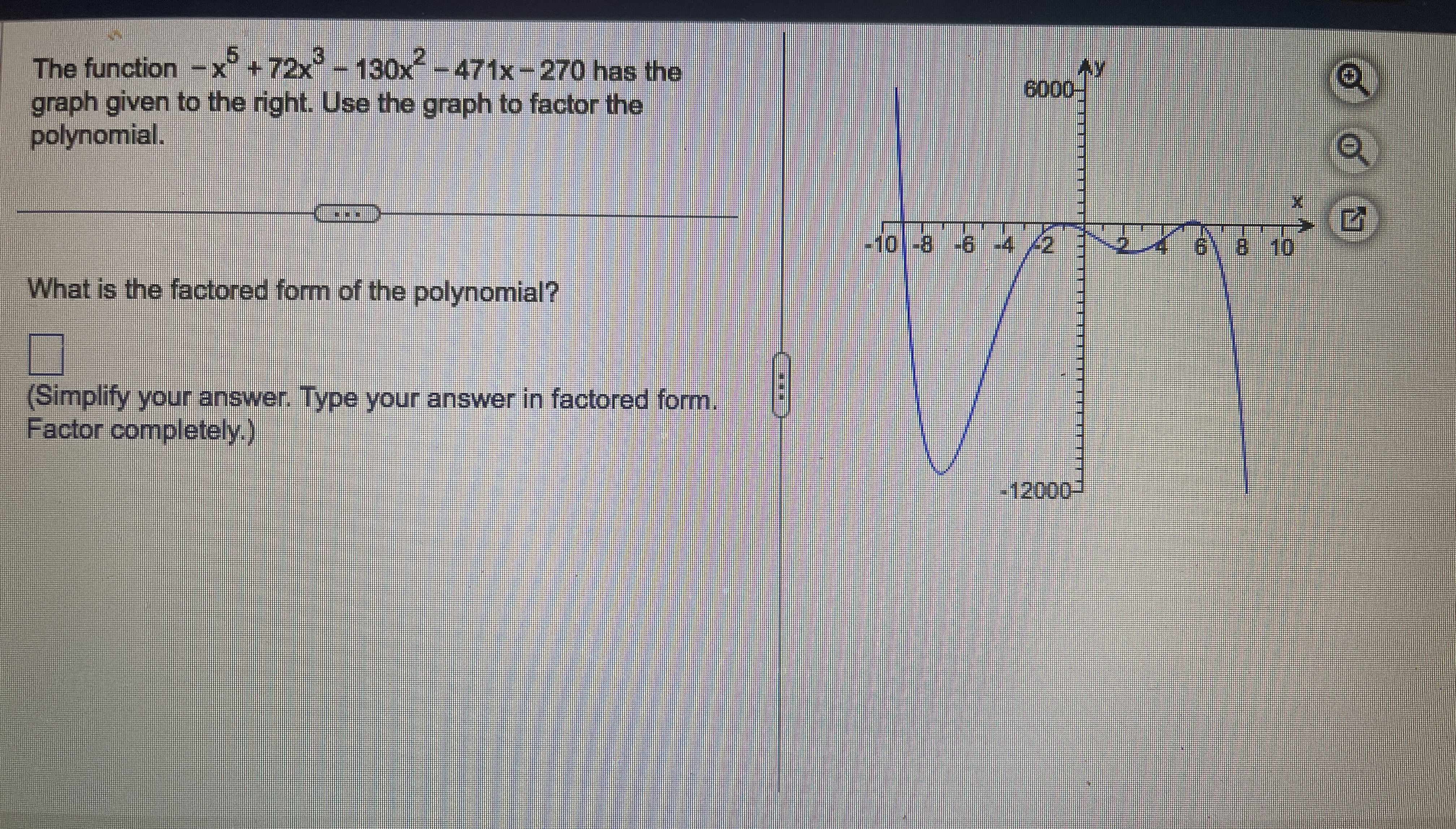 The function - x + 72x" - 130x- -471x - 270 has