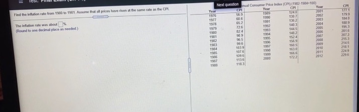 Mth 154 Find the inflation rate bom 1930 to 1981,