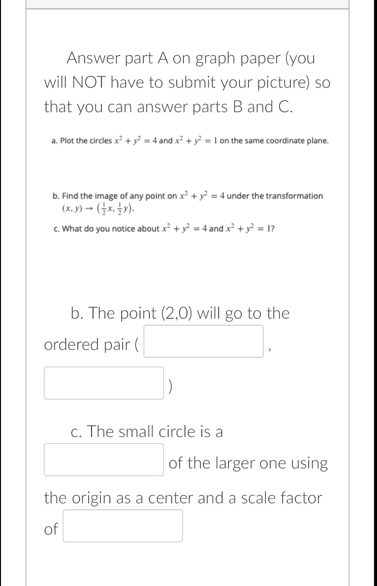 Answer part A on graph paper (you will NOT have