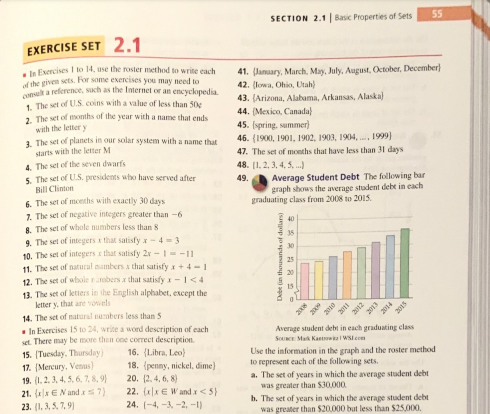 Sets Assignment: The exercise questions are found