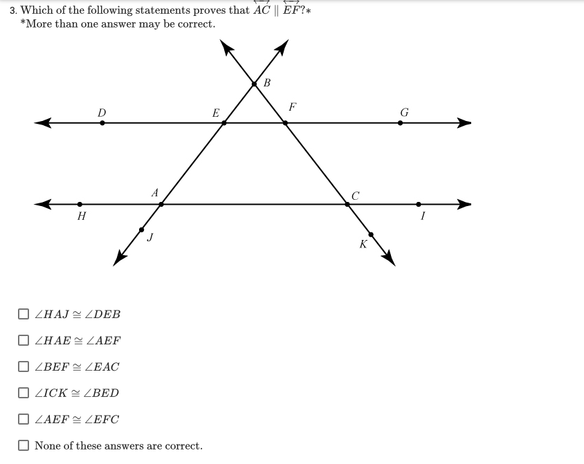 3. Which of the following statements proves that