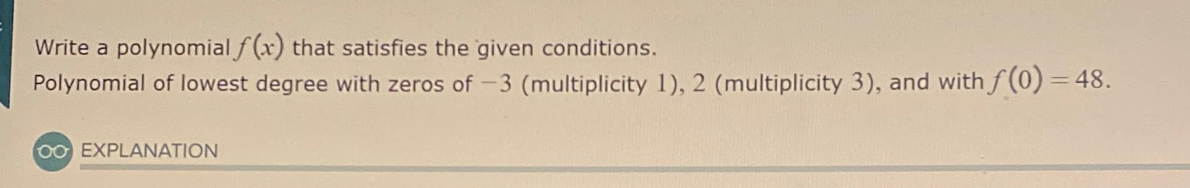 How can i write an equation? Write a polynomial