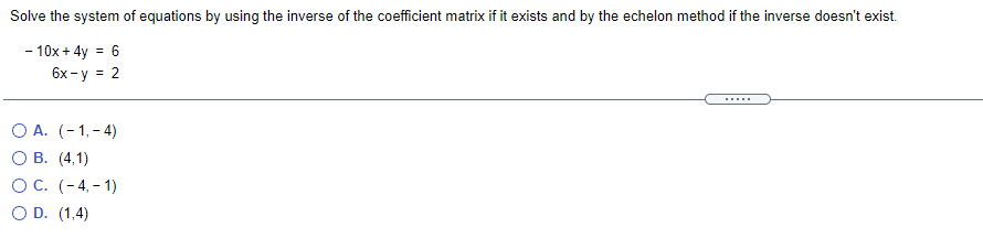 Solve the system of equations by using the