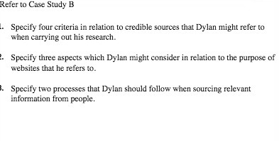 Refer to Case Study B Specify four criteria in