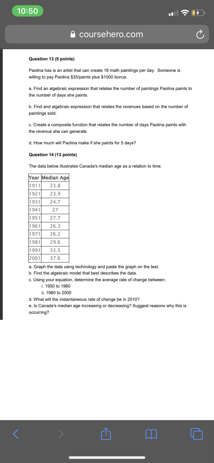 10:50 coursehero.com C Question 13 (5 points)