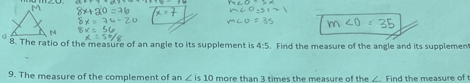 J. 0 Mco - SX 8X+ 210 = 76 x = + 8x= 76- 20 MCO =