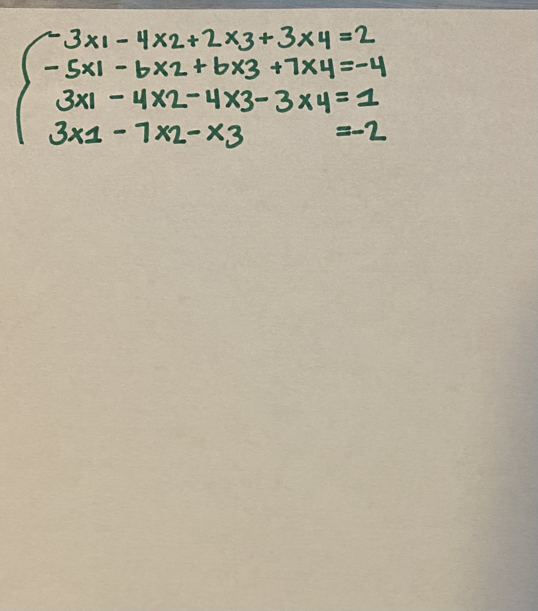 Solve the system of linear equations by modifying