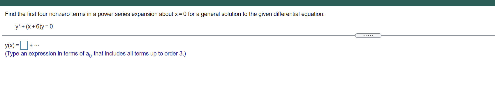 Find the rst four nonzero terms in a power series