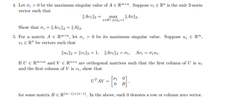 4. Let on > 0 be the maximum singular value of A