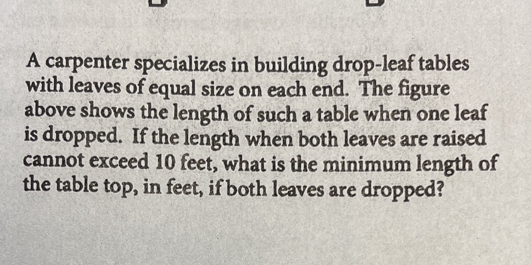 A carpenter specializes in building drop-leaf