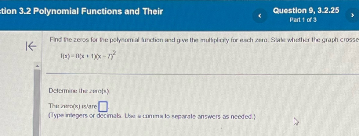 tion 3.2 Polynomial Functions and Their Question