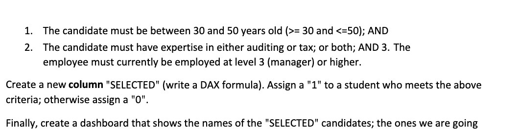 1. The candidate must be between 30 and 50 years