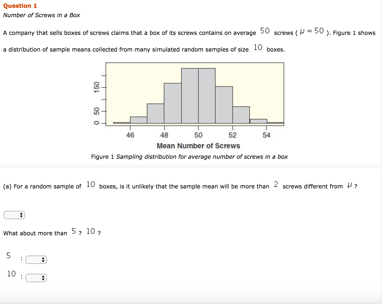 A company that sells boxes of screws claims that