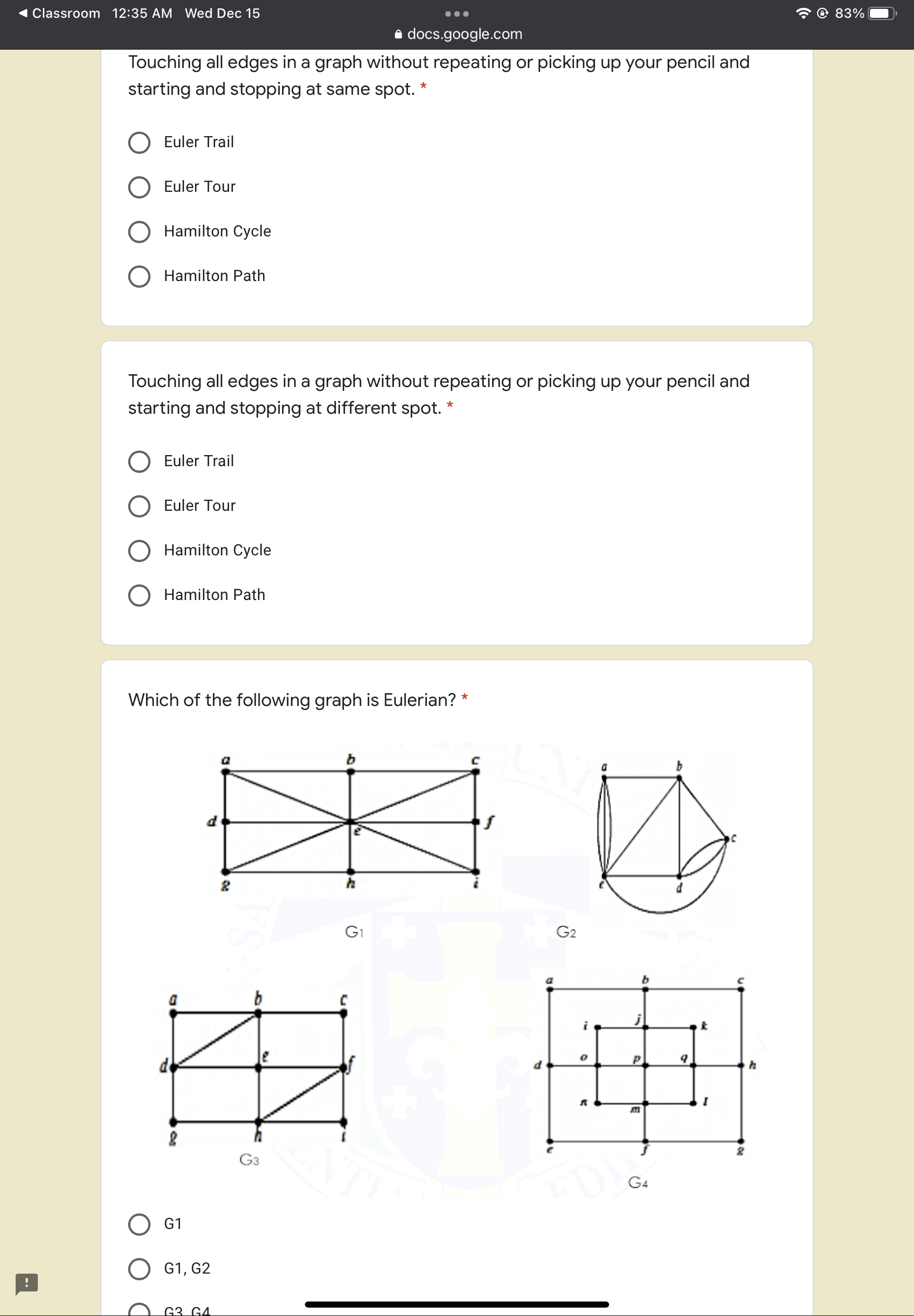 4 Classroom 12:35 AM Wed Dec '15 1? 83% - i
