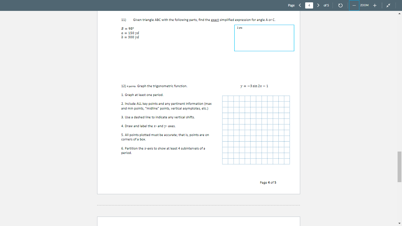 Page 4 of 5 ZOOM + 11) Given triangle ABC with