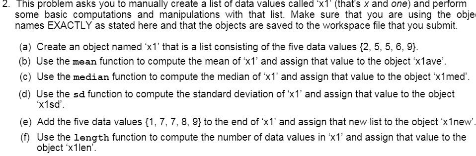 2. This problem asks you to manually create a