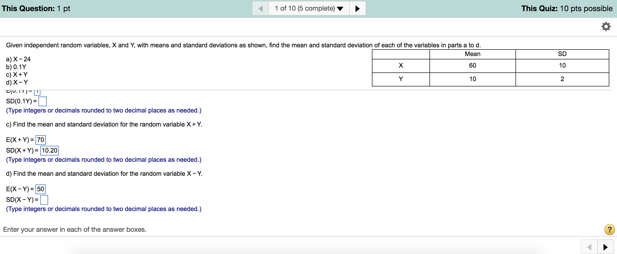 Given independent random variables, X and Y, with