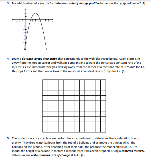 KNOWLEDGE 1. Calculate the average rate of change