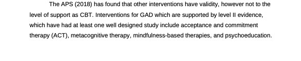 The APS (2018) has found that other interventions