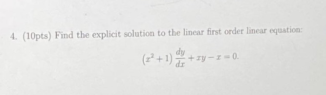 4. (10pts) Find the explicit solution to the