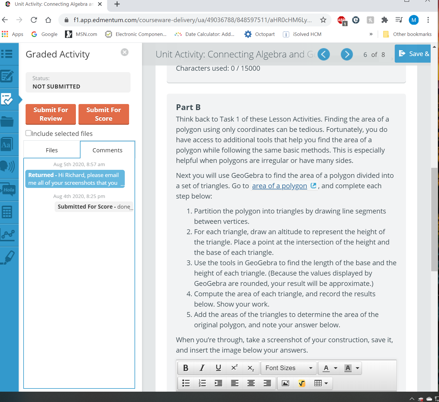 I need help with Task 2 Part B @ Unit Activity:
