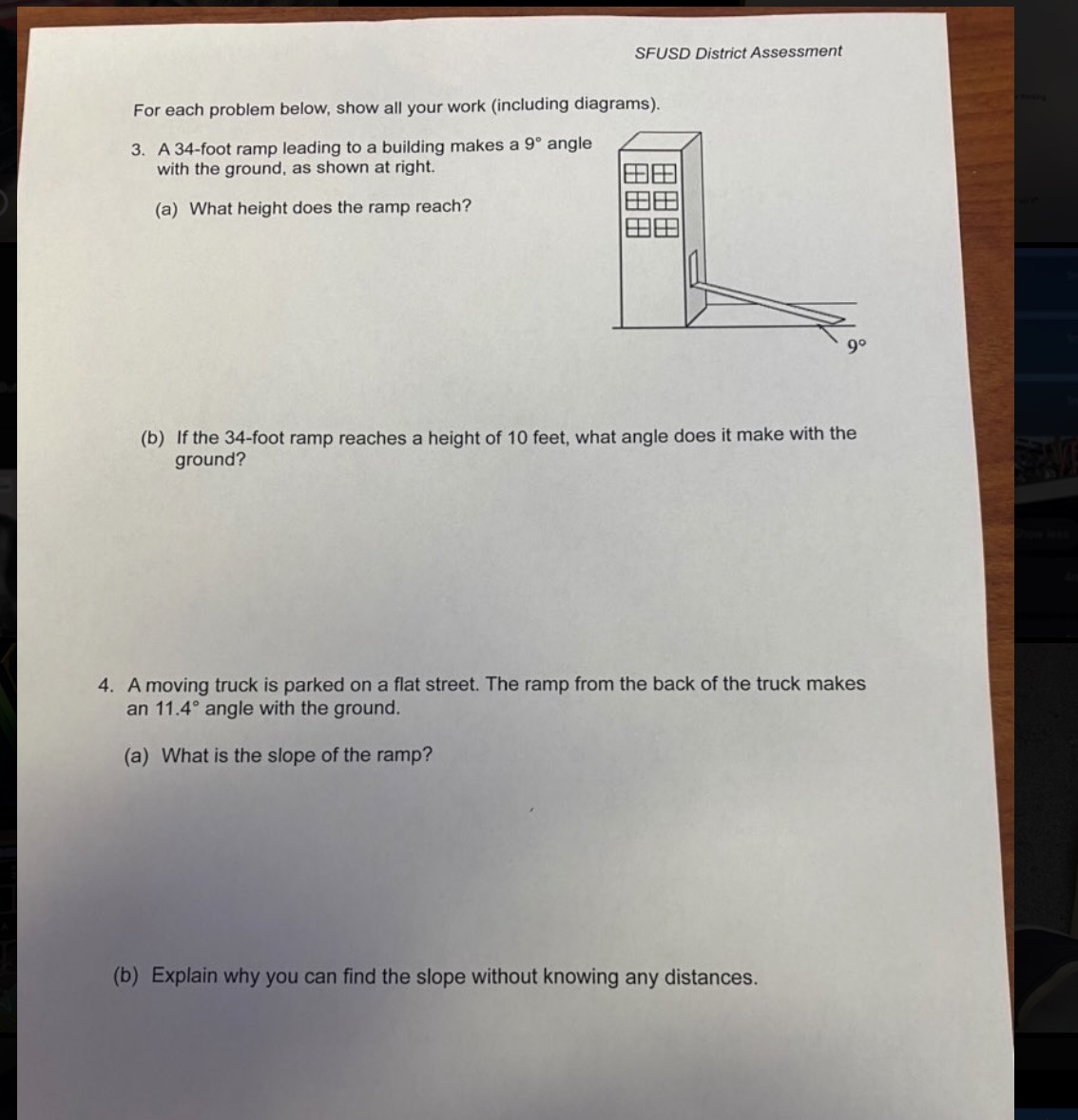 SFUSD District Assessment For each problem below,
