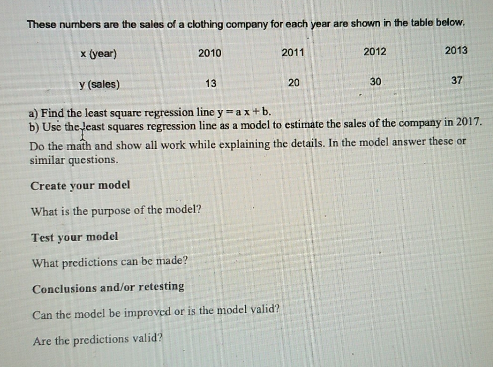 please answer all questions and show work These