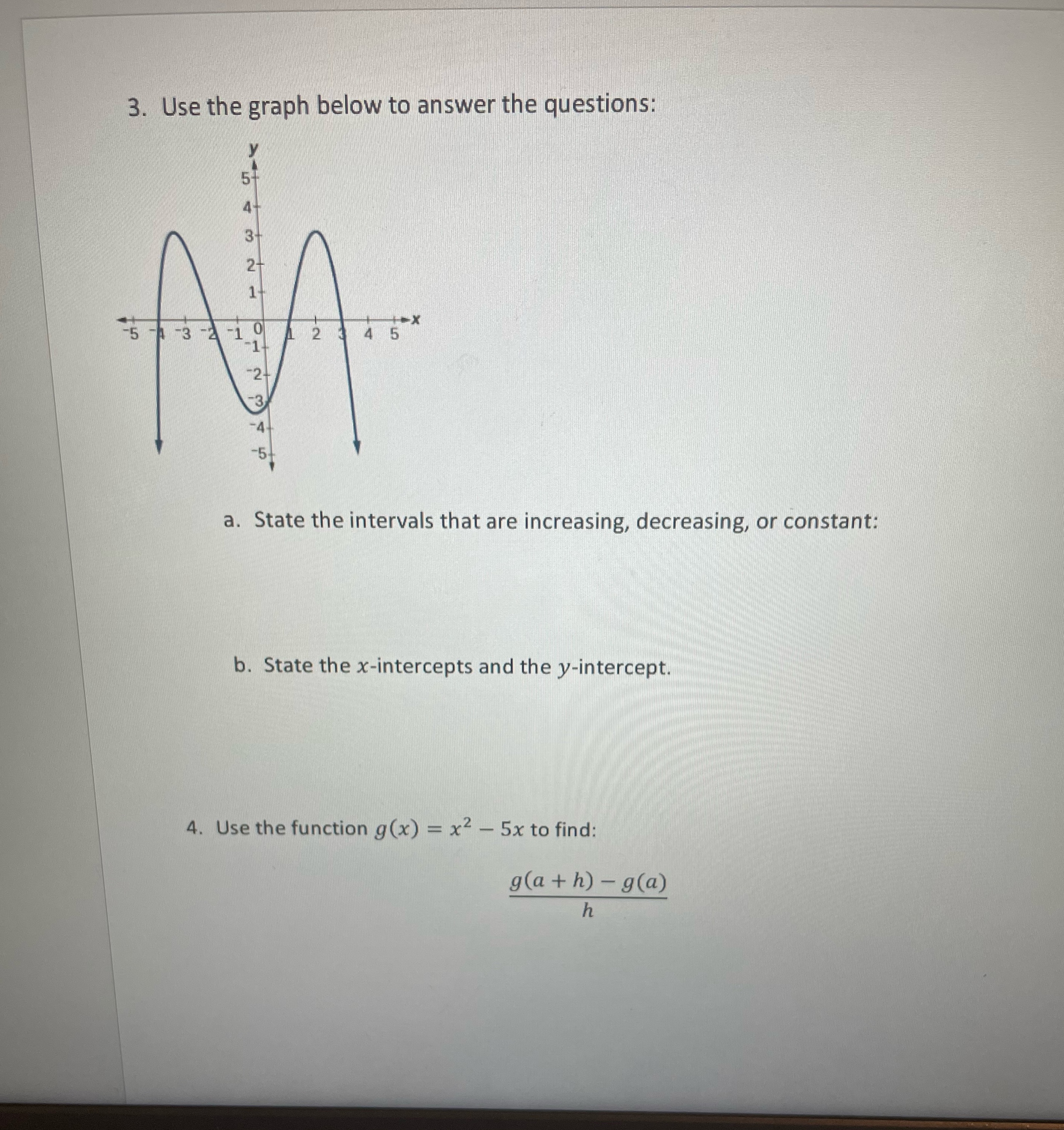3. Use the graph below to answer the questions: N