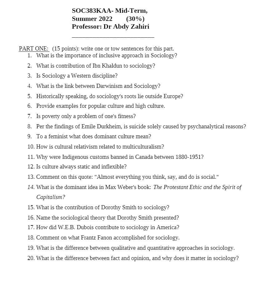 SOCSBSKAA Mid-Tenn, Summer 2022 (30%) Professor: