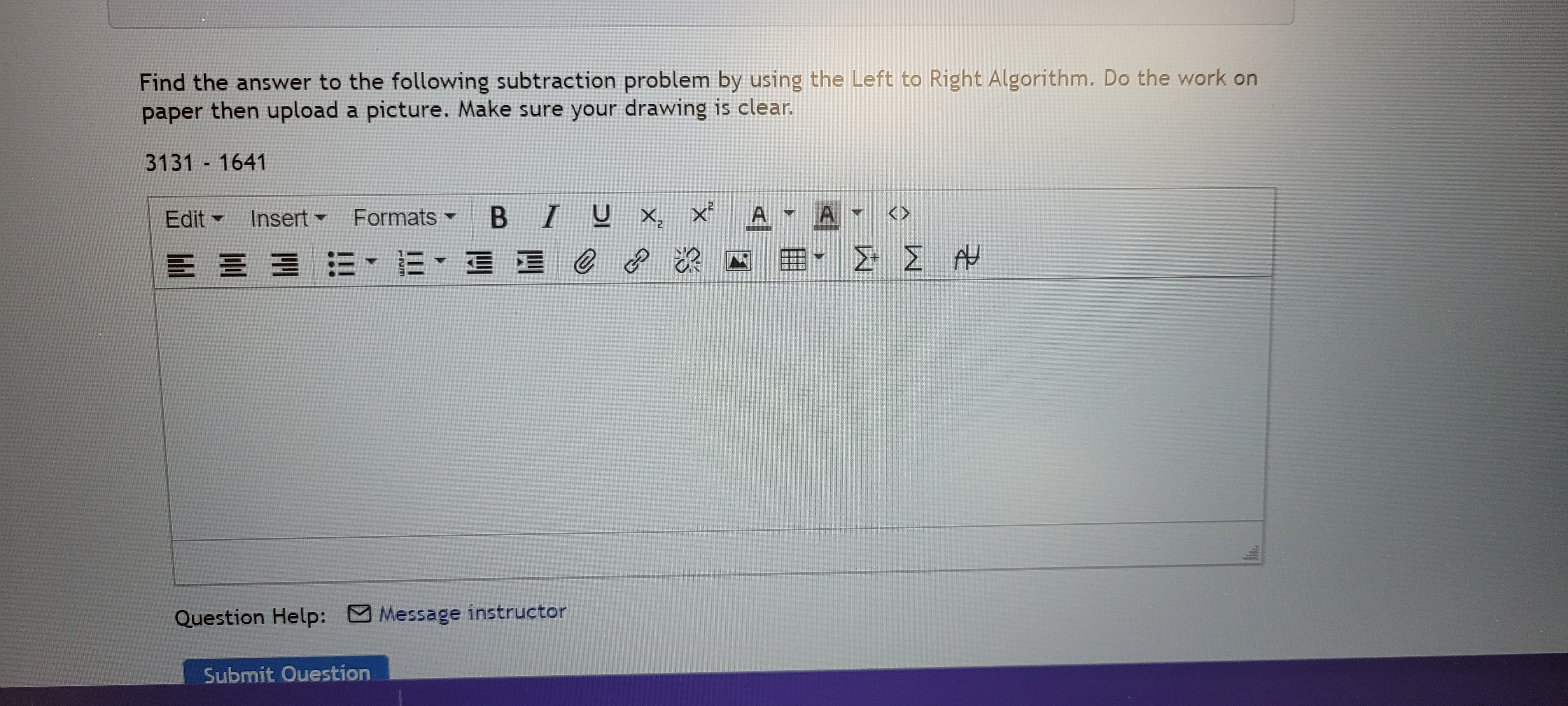 Find the answer to the following subtraction