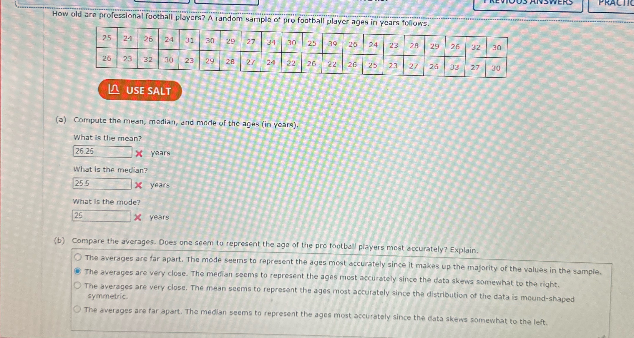 Statistics EWERS PRACTIC How old are professional
